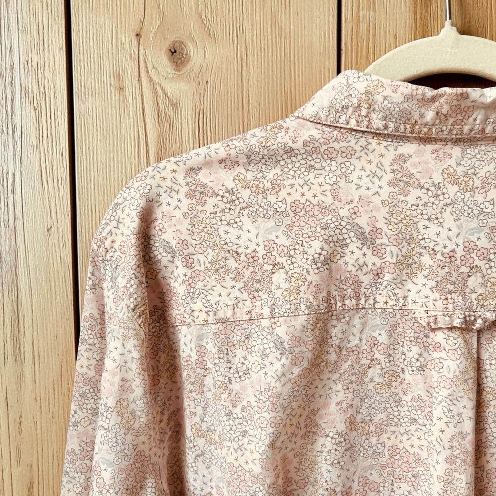 Duluth Trading Co Button Up Shirt Women's XL Dainty Floral Cream Pink Cottage - Picture 8 of 12